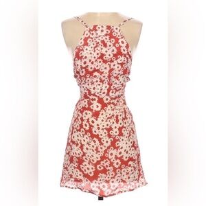 Realisation Par Red & Cream Daisy Halter Mini Dress